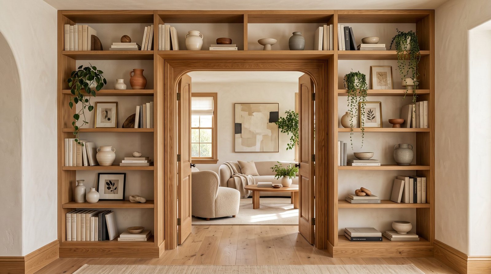 Indoor Floor-to-Ceiling Shelf Decor Ideas